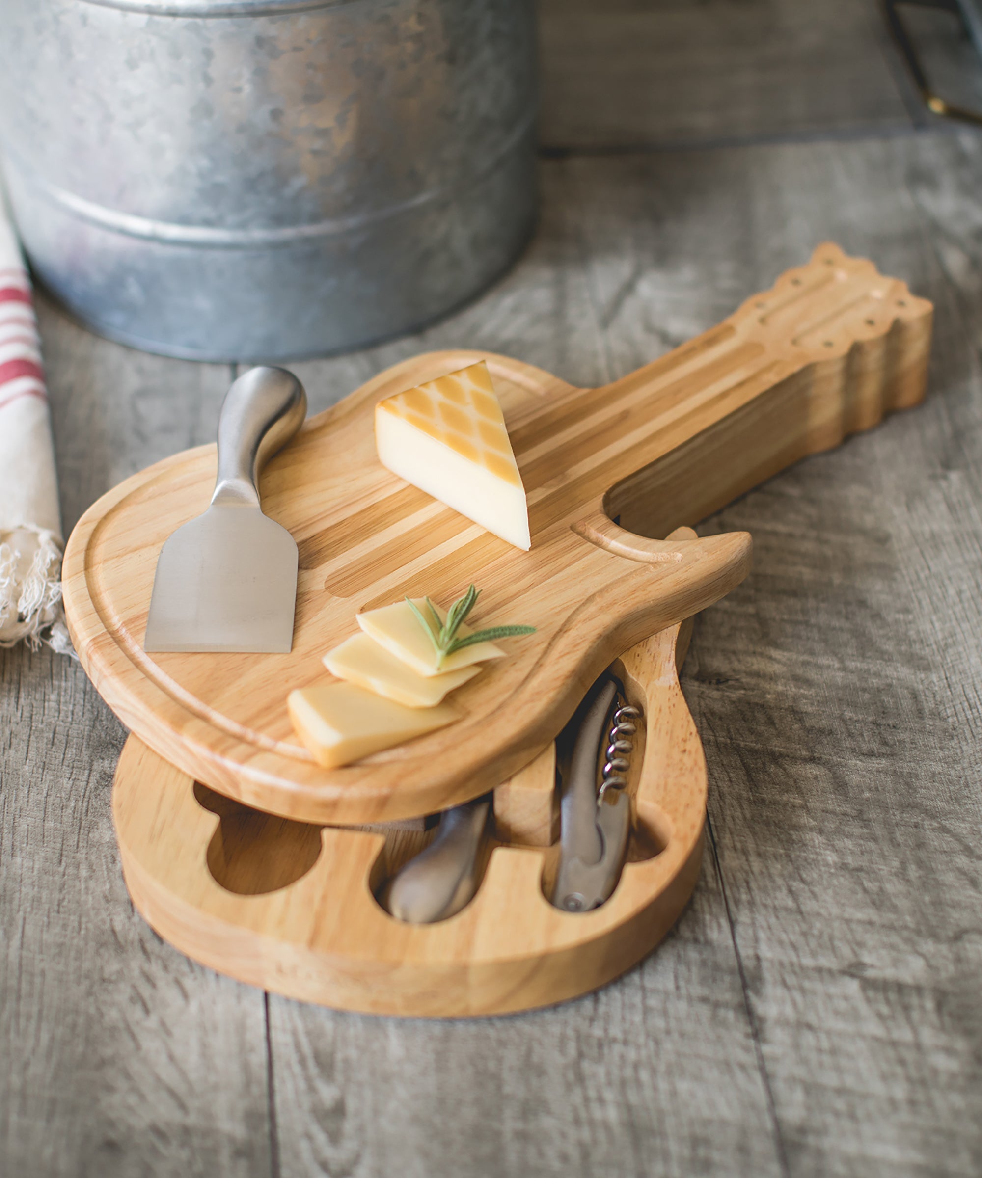 Guitar Cheese Cutting Board & Tools Set