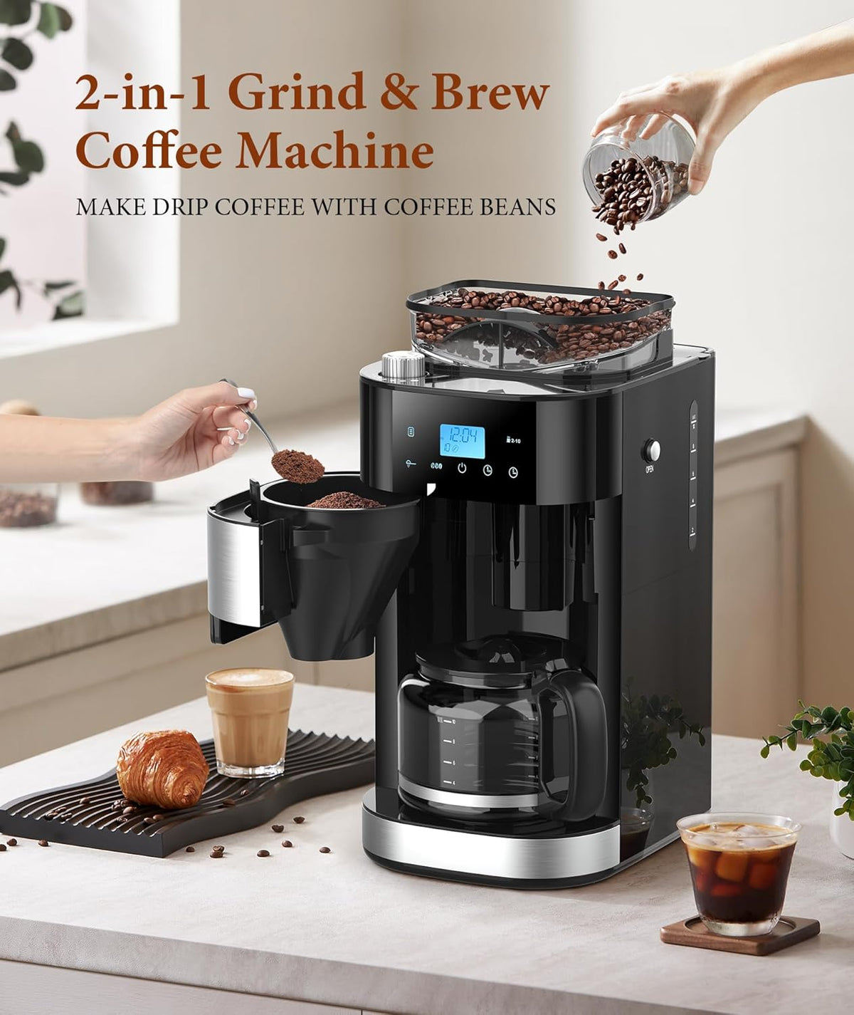 10-Cup Drip Coffee Maker with Built-In Grinde CM8025 - Grazingbelles