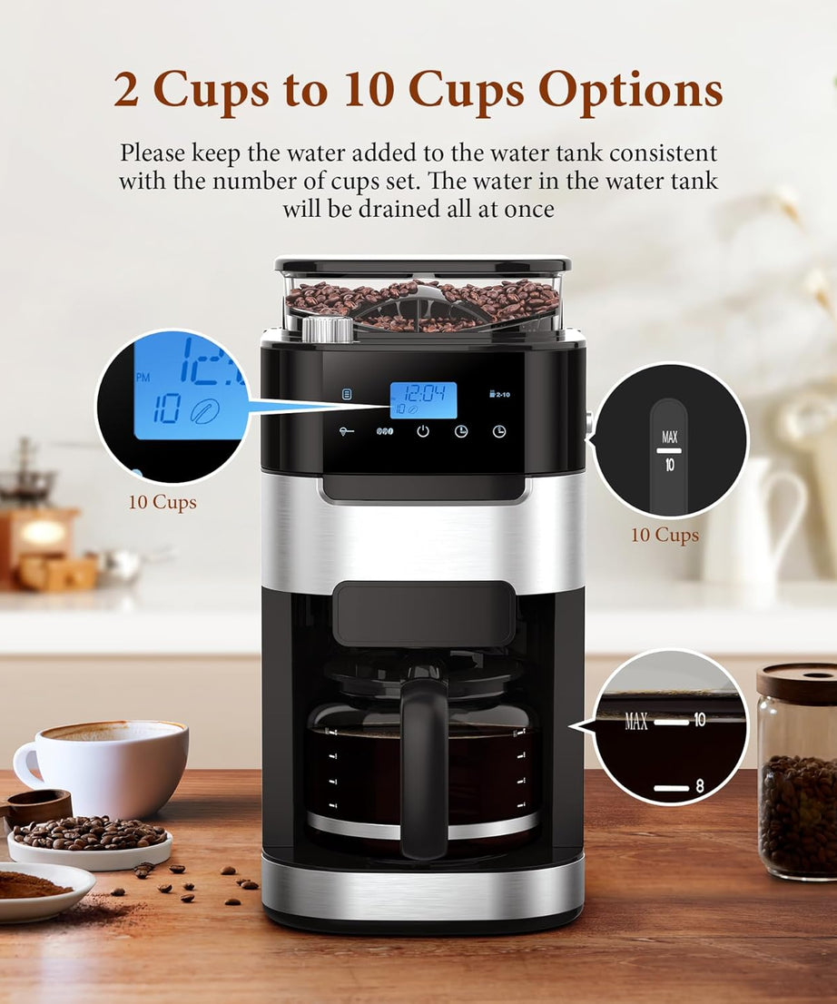 10-Cup Drip Coffee Maker with Built-In Grinde CM8025