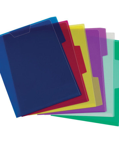 Pendaflex 1/3 Tab Cut Letter Top Tab File Folder 8 1/2" x 11" - Poly - Blue, Magenta, Yellow, Purple, Lime, Ice - Translucent, Wear Resistant, Water Resistant - 6 / Pack (52565)