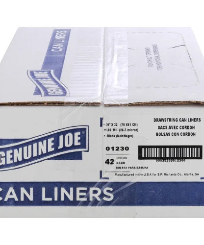 Trash Can Liners Medium Size - 30 gal Capacity - 32" Length x 30" Width x 1.05 mil (27 Micron) Thickness - Low Density - Black - Resin - 42/Box - 1 / Carton (GJO01230)
