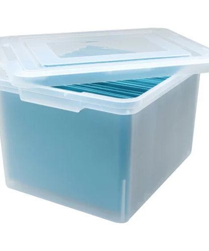 Stacking File Box External Dimensions: 14.2" Width x 18" Depth x 10.8" Height - Media Size Supported: Letter, Legal - Interlocking Closure - Stackable - Plastic - Clear - For File - 1 Each (LLR68925) - Grazingbelles