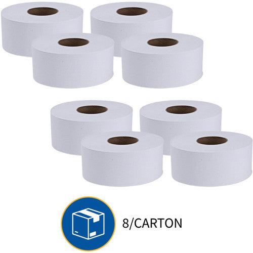 Genuine Joe® Jumbo Roll Toilet Paper, White 2-Ply, 8 Rolls (GJO2506008) - Grazingbelles