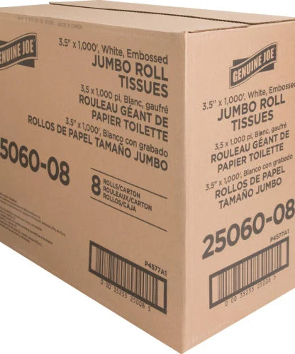 Genuine Joe® Jumbo Roll Toilet Paper, White 2-Ply, 8 Rolls (GJO2506008) - Grazingbelles