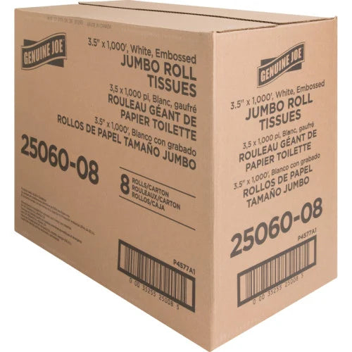 Genuine Joe® Jumbo Roll Toilet Paper, White 2-Ply, 8 Rolls (GJO2506008) - Grazingbelles