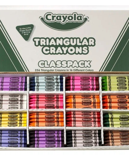 Crayola Triangular Anti-roll Crayons Black, Blue, Blue Violet, Brown, Carnation Pink, Green, Orange, Red, Red Orange, Red Violet, Violet, ... - 256 / Box (528039)