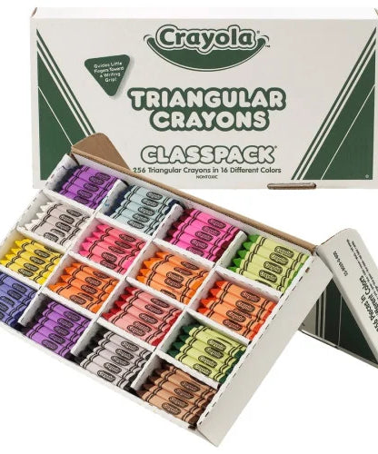 Crayola Triangular Anti-roll Crayons Black, Blue, Blue Violet, Brown, Carnation Pink, Green, Orange, Red, Red Orange, Red Violet, Violet, ... - 256 / Box (528039)