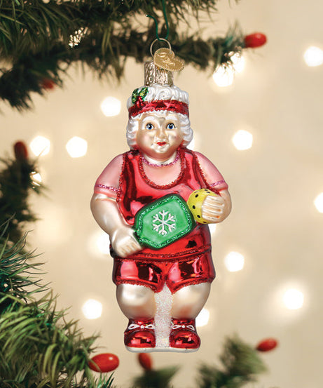 Pickleball Mrs. Claus Ornament