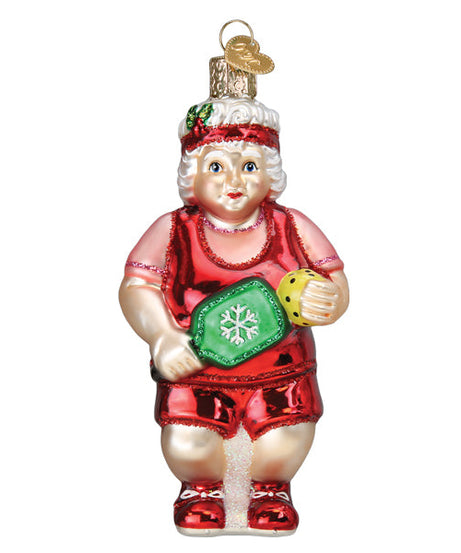Pickleball Mrs. Claus Ornament