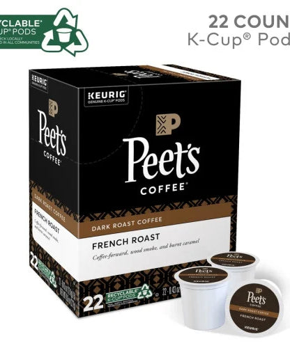 Peet's Coffee® K-Cup French Roast Coffee Compatible with Keurig Brewer - Dark - K-Cup - 22 / Box (2405)