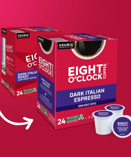 Eight O'Clock® K-Cup Dark Italian Espresso Coffee Compatible with Keurig Brewer - Dark - K-Cup - Italian Roast, Arabica - 24 / Box (0631)