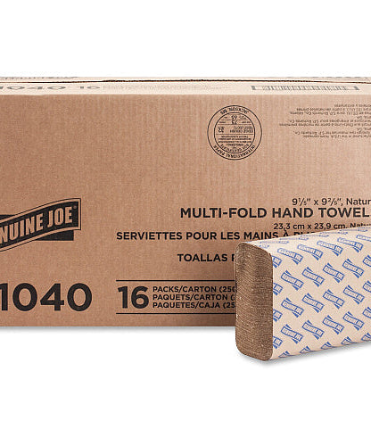 Genuine Joe® Multifold Paper Towels, 1-Ply, Brown 4,000 Towels (GJO21040)