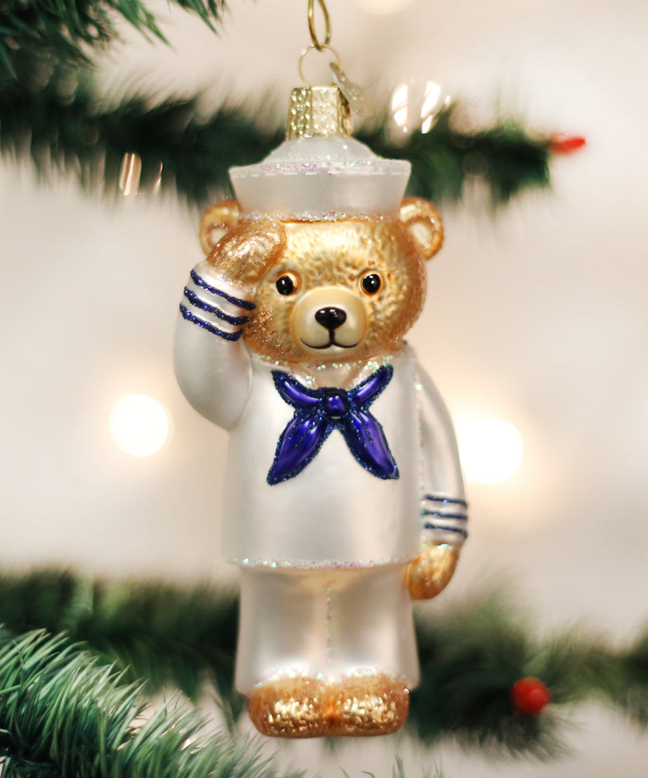 Navy Bear Ornament