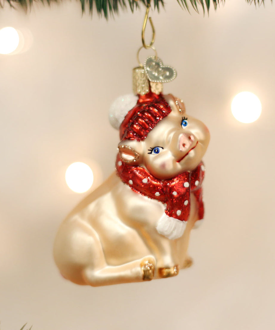 Snowy Pig Ornament