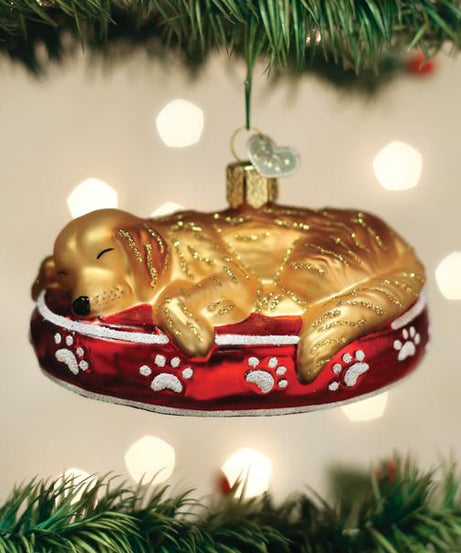 Sleepy Golden Retriever Ornament
