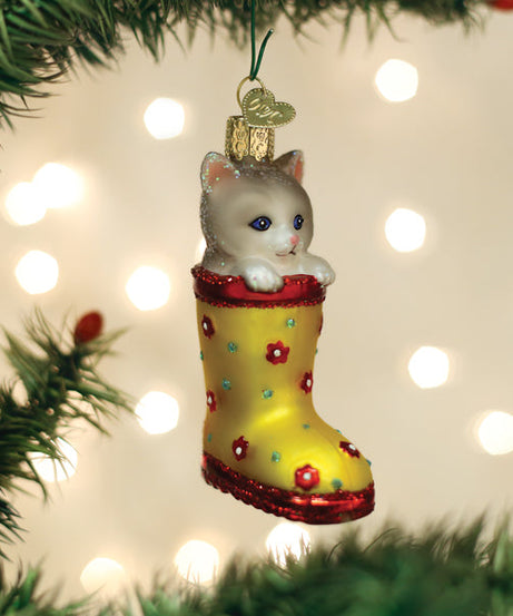 Kitten In Rain Boot Ornament
