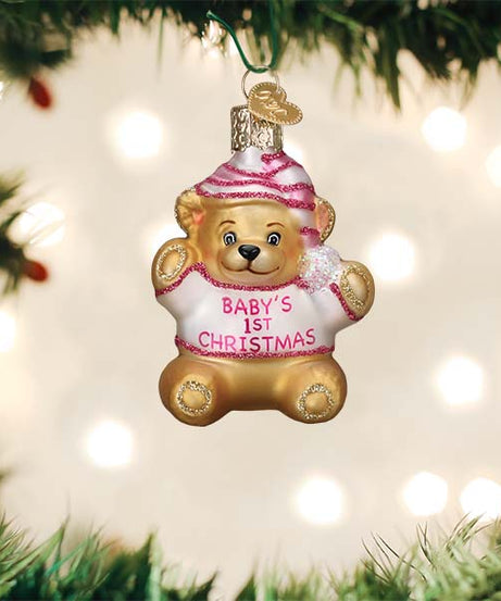 Baby Girl's First Teddy Bear Ornament