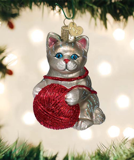 Grey Playful Kitten Ornament