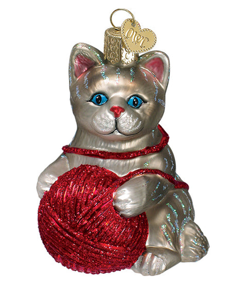 Grey Playful Kitten Ornament