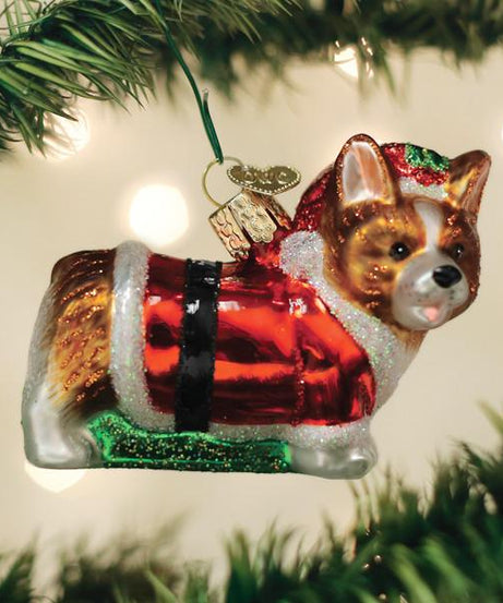 Holly Hat Corgi Puppy Ornament