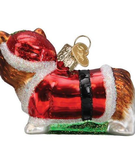 Holly Hat Corgi Puppy Ornament