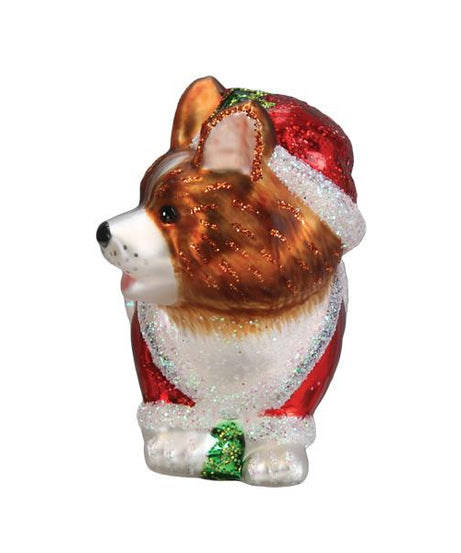 Holly Hat Corgi Puppy Ornament