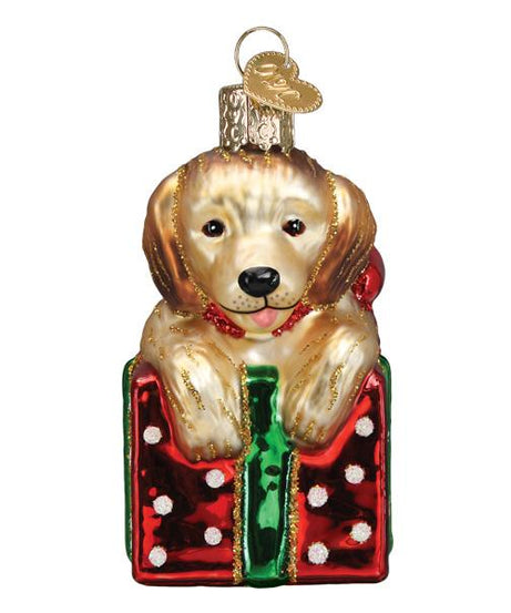 Golden Puppy Surprise Ornament
