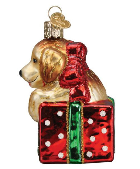 Golden Puppy Surprise Ornament