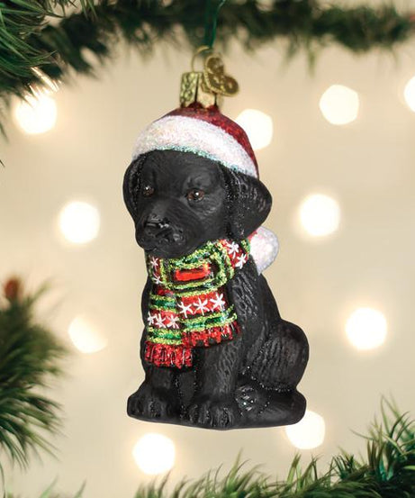 Holiday Black Labrador Puppy Ornament