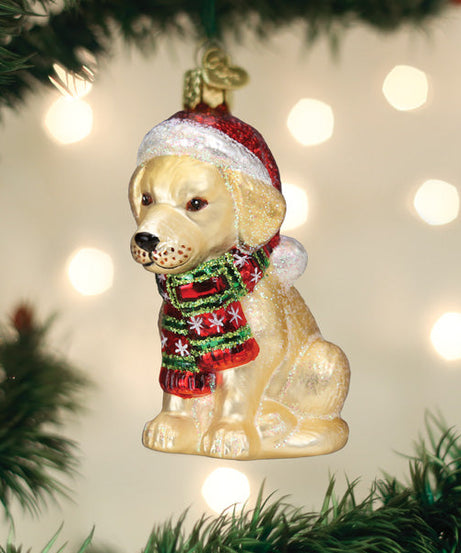 Holiday Yellow Labrador Puppy Ornament