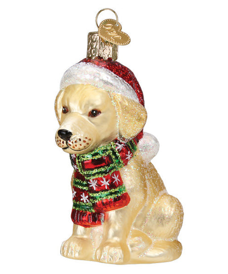 Holiday Yellow Labrador Puppy Ornament