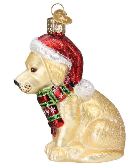 Holiday Yellow Labrador Puppy Ornament