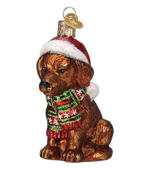 Holiday Chocolate Labrador Pup Ornament