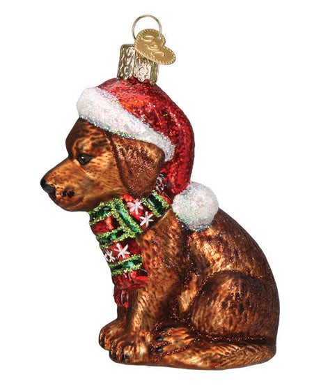 Holiday Chocolate Labrador Pup Ornament