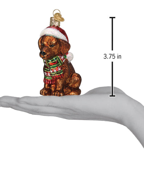 Holiday Chocolate Labrador Pup Ornament