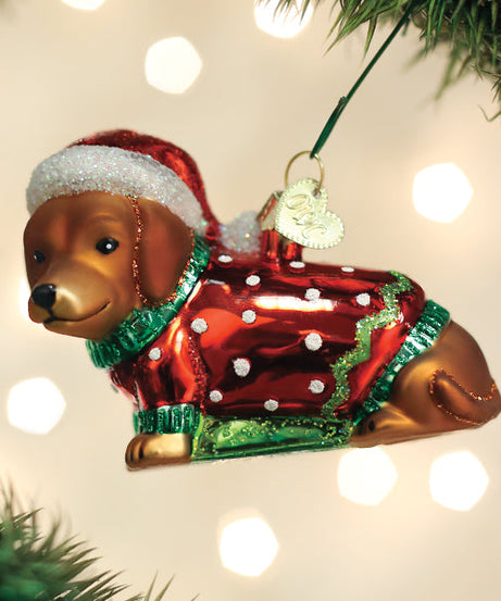 Dashing Dachshund Puppy Ornament