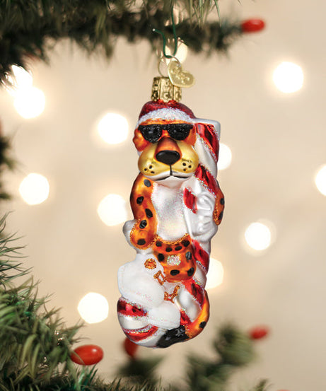 Chester Cheetah On Candy Cane Ornament