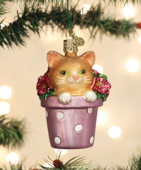Kitten In Flower Pot Ornament