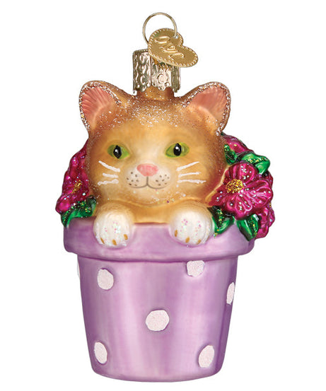 Kitten In Flower Pot Ornament