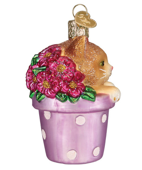 Kitten In Flower Pot Ornament