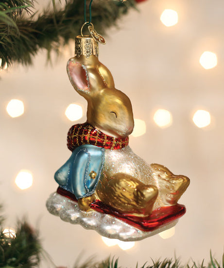Peter Rabbit On Sled Ornament