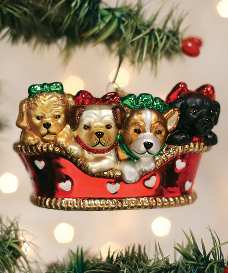 Puppies In A Basket Ornament - Grazingbelles