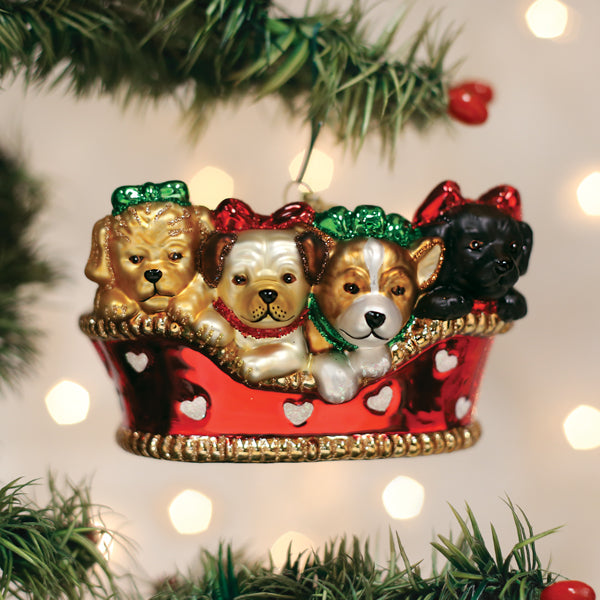 Puppies In A Basket Ornament - Grazingbelles