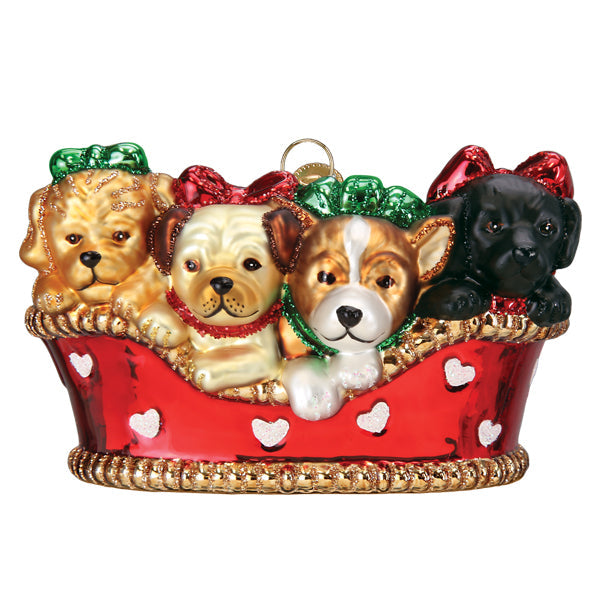 Puppies In A Basket Ornament - Grazingbelles