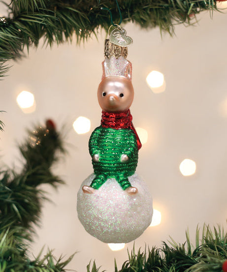 Piglet On Snowball Ornament - Grazingbelles