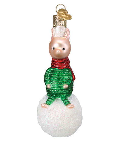 Piglet On Snowball Ornament - Grazingbelles