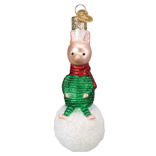 Piglet On Snowball Ornament - Grazingbelles