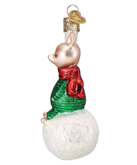 Piglet On Snowball Ornament - Grazingbelles