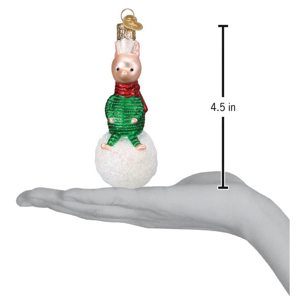 Piglet On Snowball Ornament - Grazingbelles