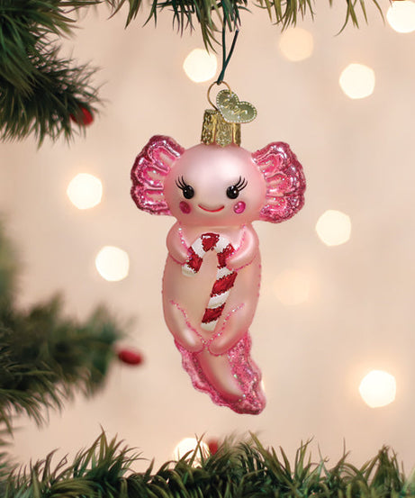 Axolotl With Candy Cane Ornament